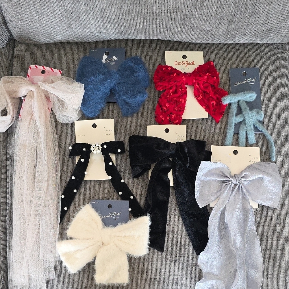 Hair Bow Collection In A Variety Of Colors, 8 NWT